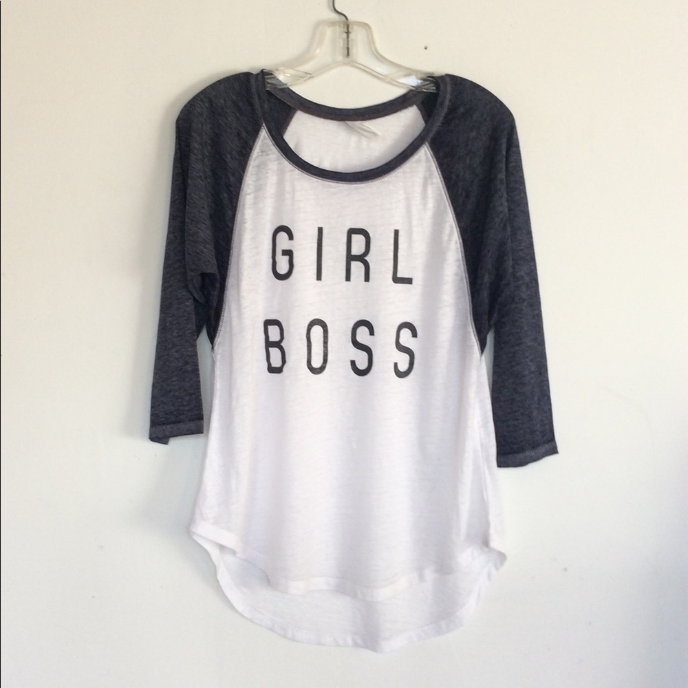 Girl Boss Raglan Burnout Graphic Tee T shirt